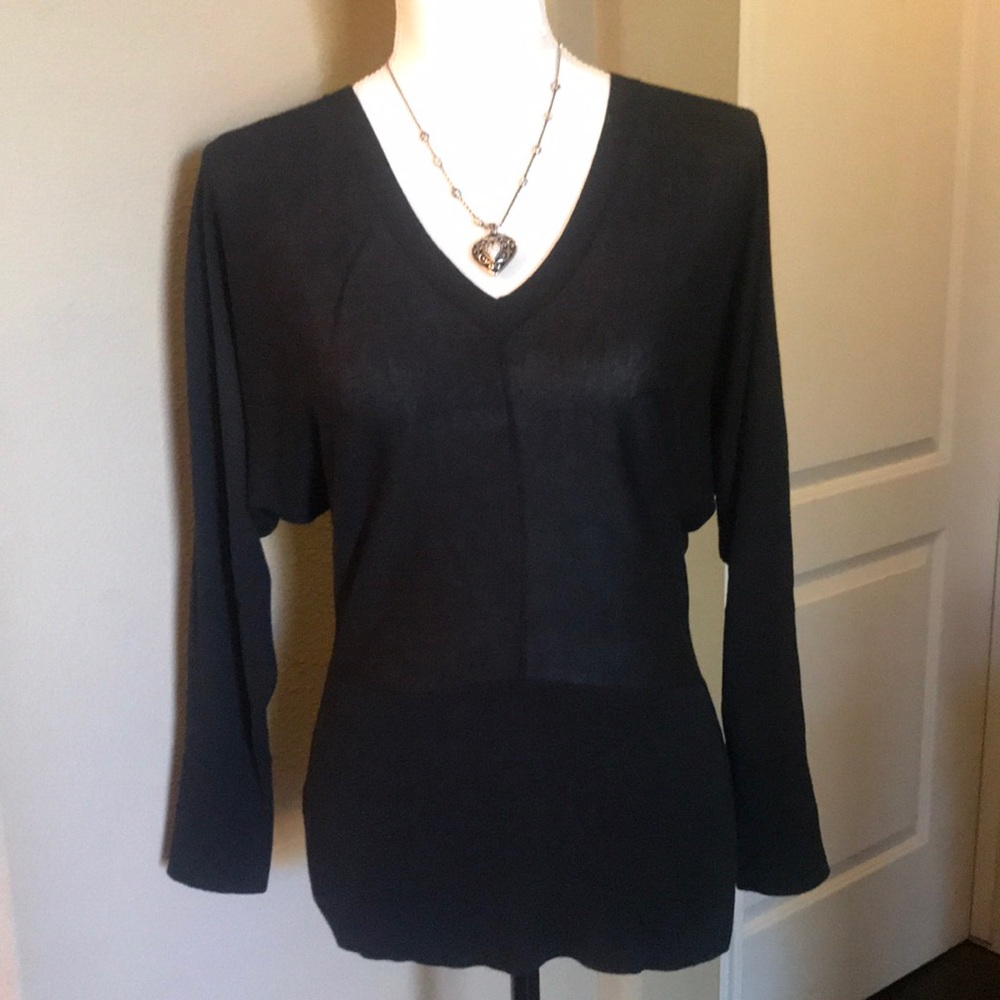 Ann Taylor LOFT V-Neck Lightweight Sweater-Black